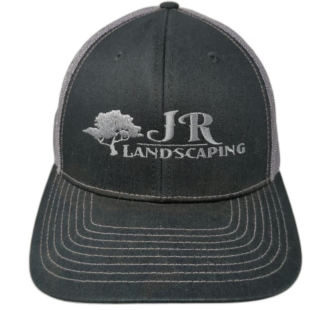 Richardson Trucker Hat Black One Size Snapback Mesh JR Landscaping Tree Logo